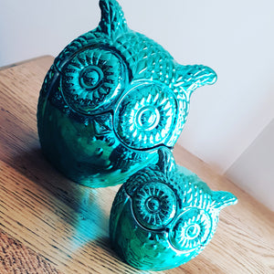 Teal baby owl candles